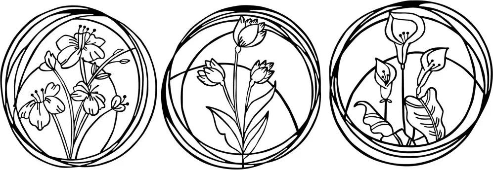 Flowers fém fali dekoráció, 146×49 cm