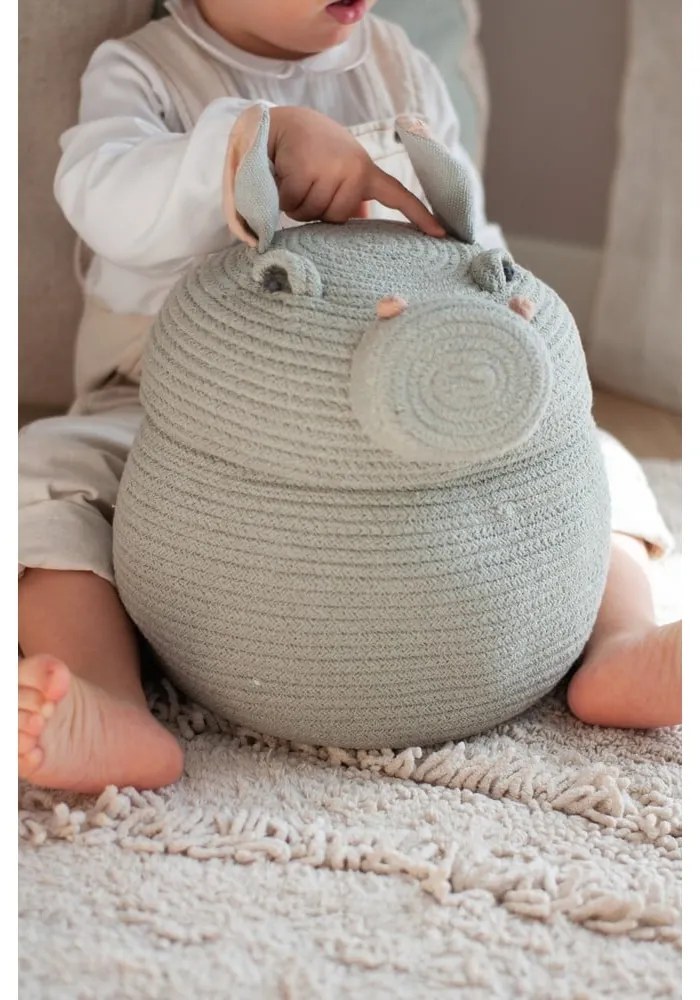 Világosszürke textil játéktároló kosár ø 25x30 cm Henry the Hippo – Lorena Canals