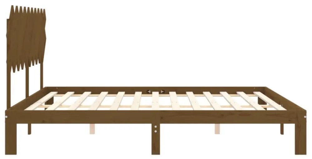 mézbarna tömör fa ágykeret fejtámlával 200 x 200 cm