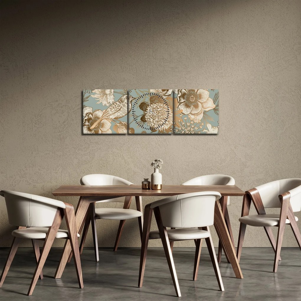 Kép - Kert egy madárral (órával) (90x30 cm)