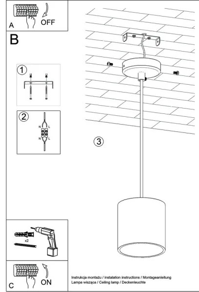 Csillár zsinóron ORBIS 1 1xGU10/40W/230V szürke