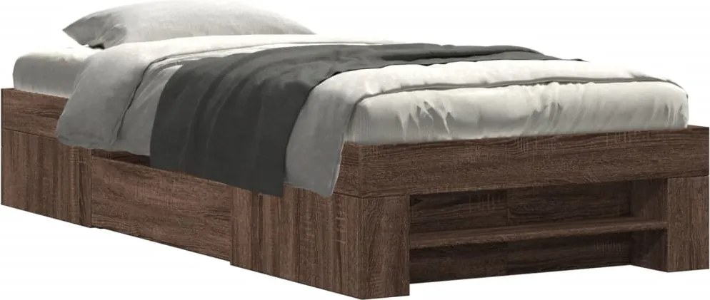 vidaXL barna tölgy színű szerelt fa ágykeret matrac nélkül 100x200 cm