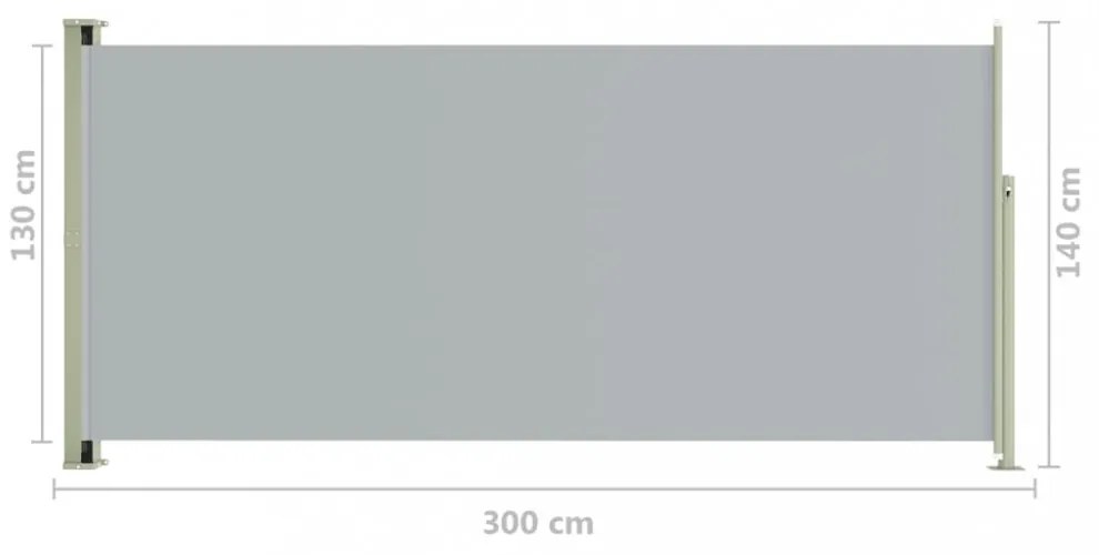 szürke kihúzható oldalsó terasznapellenző 140 x 300 cm