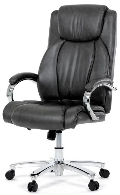 Szürke Ökobőr Irodai Főnöki Szék Hinta Mechanikával. KA-F1385 GREY