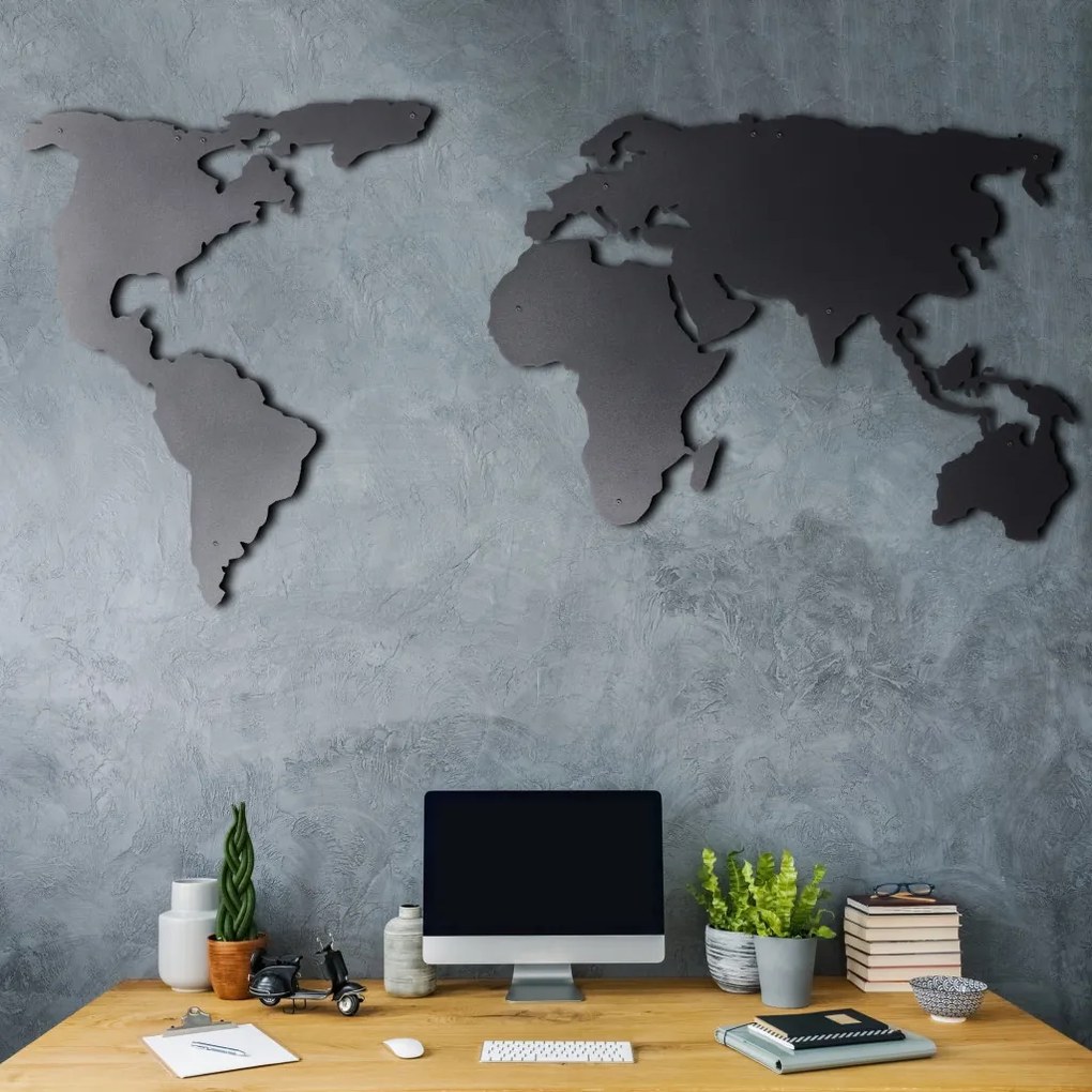 World fém fali dekoráció, 60×120 cm