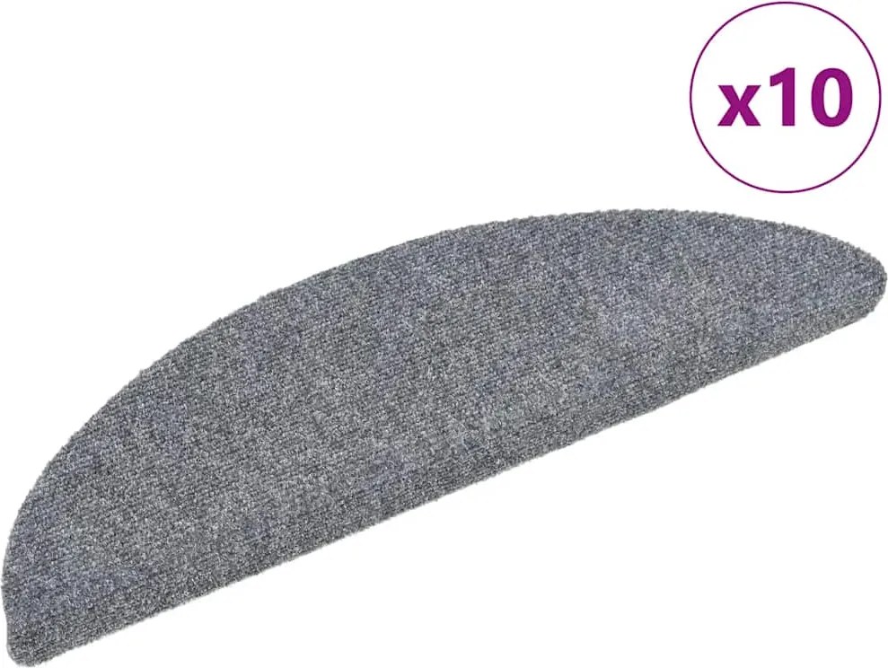 vidaXL 10db világosszürke lyukasztott öntapadó lépcsőszőnyeg 56x17x3cm