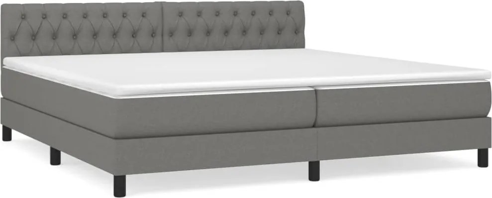 vidaXL sötétszürke szövet rugós ágy matraccal 200 x 200 cm