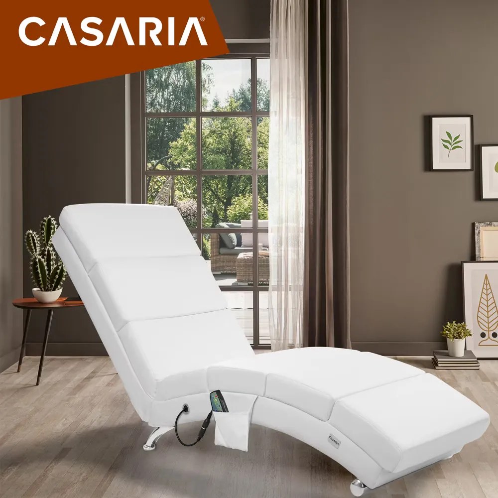 Casaria® London nyugágy masszázs és melegítő funkcióval - fehér