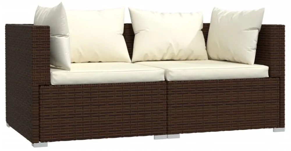 3 részes barna polyrattan kerti ülőgarnitúra párnákkal