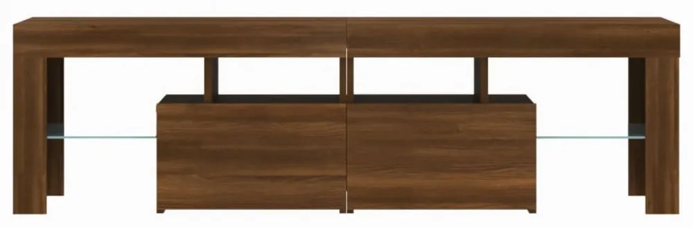 barna tölgyszínű TV-szekrény LED-lámpákkal 140 x 36,5 x 40 cm