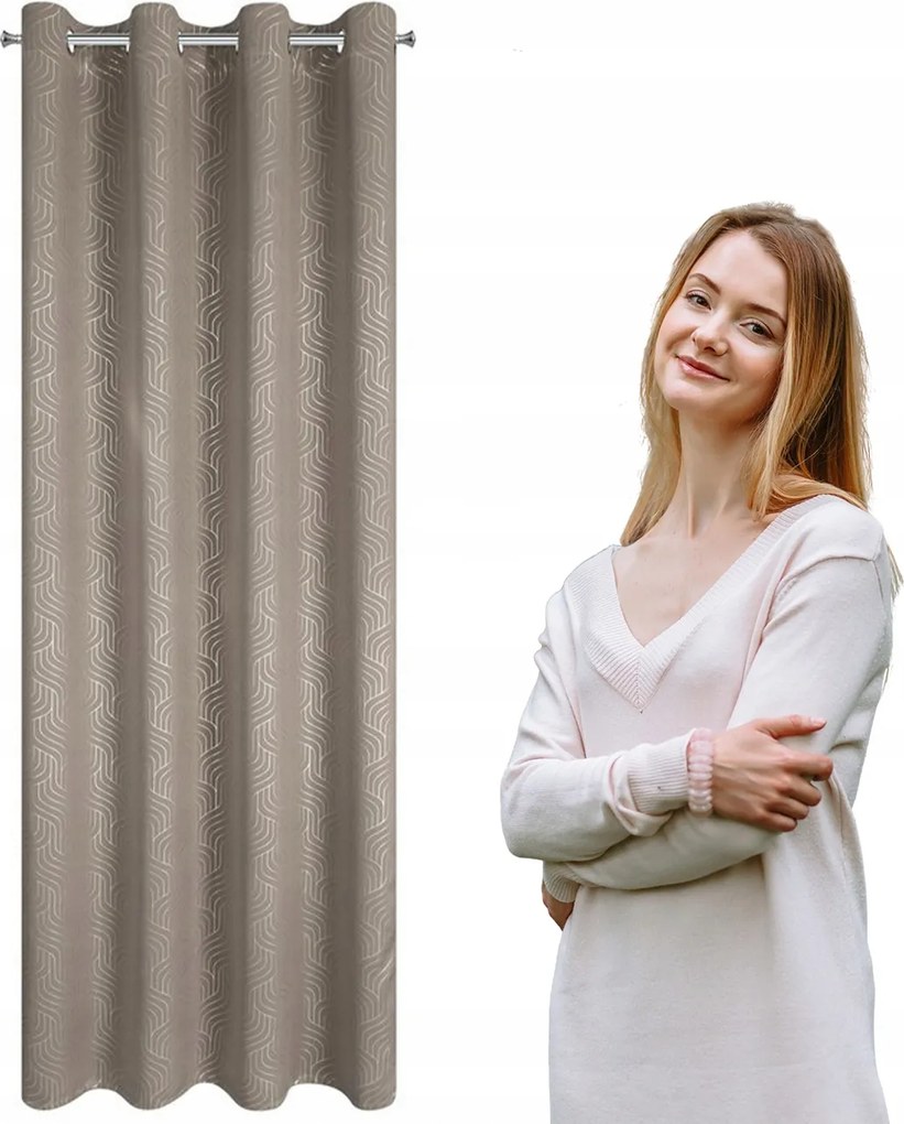 Függöny 140x250 Oleta bézs sötét pezsgős kész