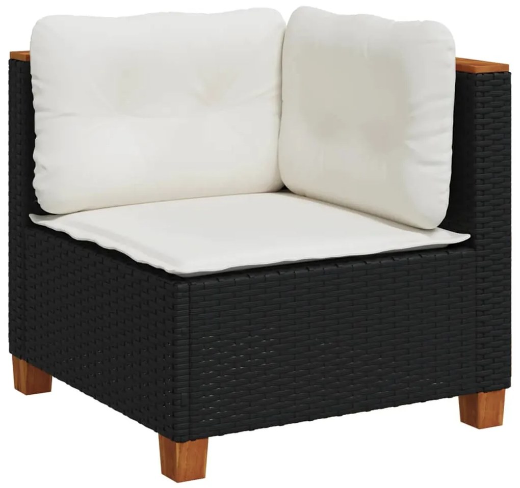 vidaXL fekete polyrattan kerti sarokkanapé párnával