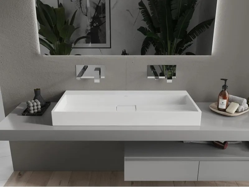 Mexen Ava asztallapra szerelhető mosdó konglomerátumból B/O 100 x 46 cm, fehér - 23011000