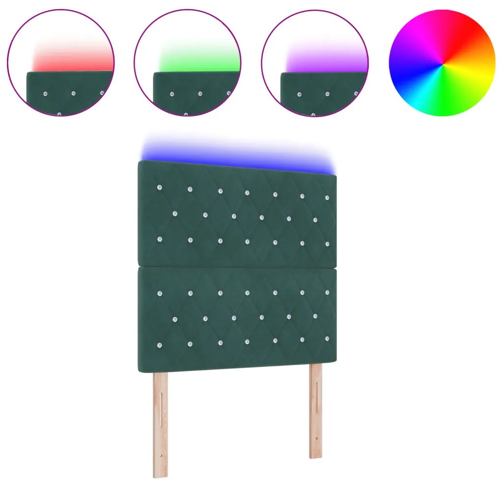 LED Háttámla Sötét Zöld 90 cm Bársony