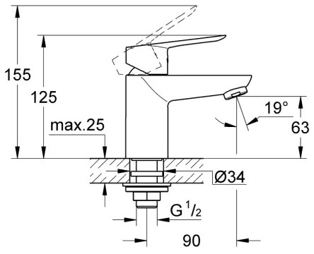 GROHE 32857000 - BAULOOP állószelep DN 15 fényes króm