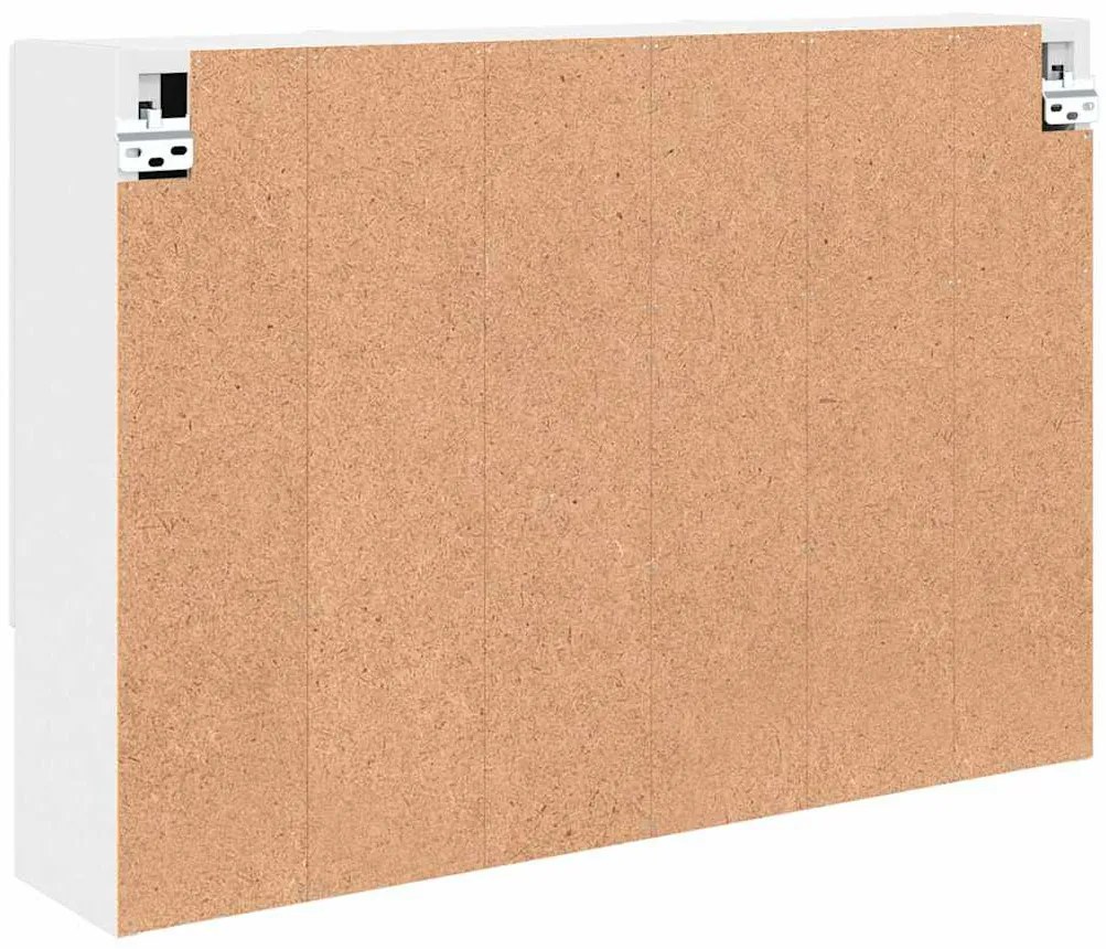 Fürdőszobai tükörszekrény ajtóval Fehér 80 x 17 x 55 cm Faanyag