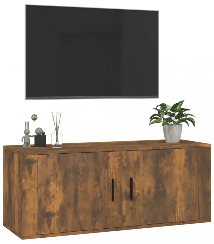 füstös tölgy színű fali TV-szekrény 100x34,5x40 cm