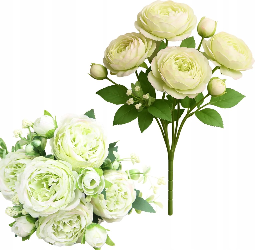 Csokor Bazsarózsa Menta Fehér Művirág Csokor Váza 35cm