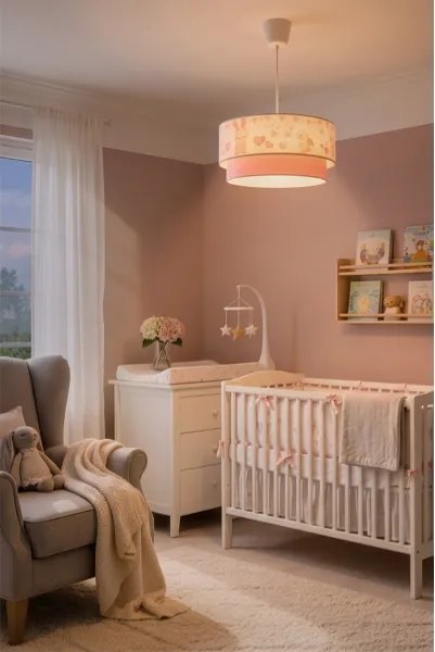 Brilagi- LED gyerek csillár zsinóron BOBO 1xE27/60W/230V átm.40 cm krém./rózsaszín./királyi.
