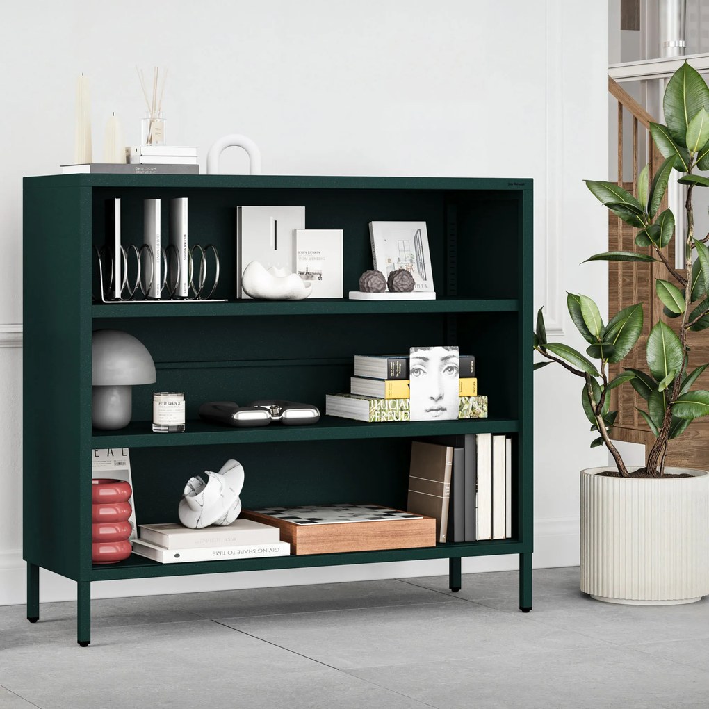 Alacsony polcos szekrény LUCA , 1000 x 900 x 350 mm, Modern: palack zöld