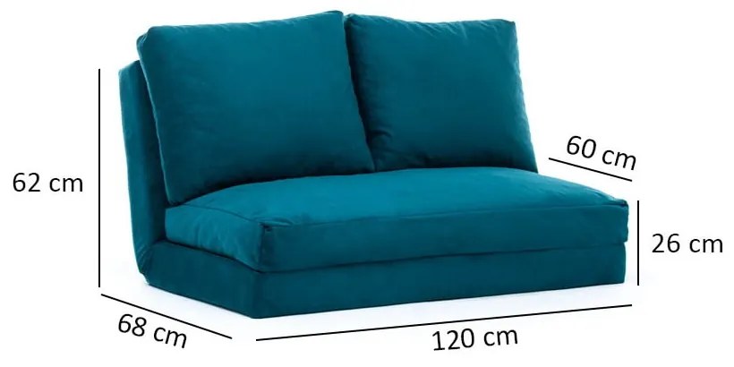 Petróleumkék kinyitható kanapé 120 cm Taida – Balcab Home