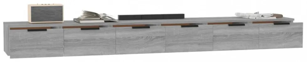 2 db szürke sonoma színű szerelt fa faliszekrény 102x30x20 cm