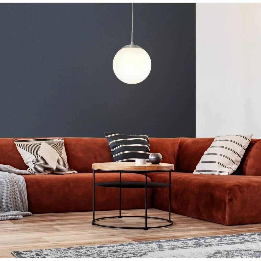 Fehér-ezüstszínű függőlámpa üveg búrával ø 20 cm RONDO – EGLO