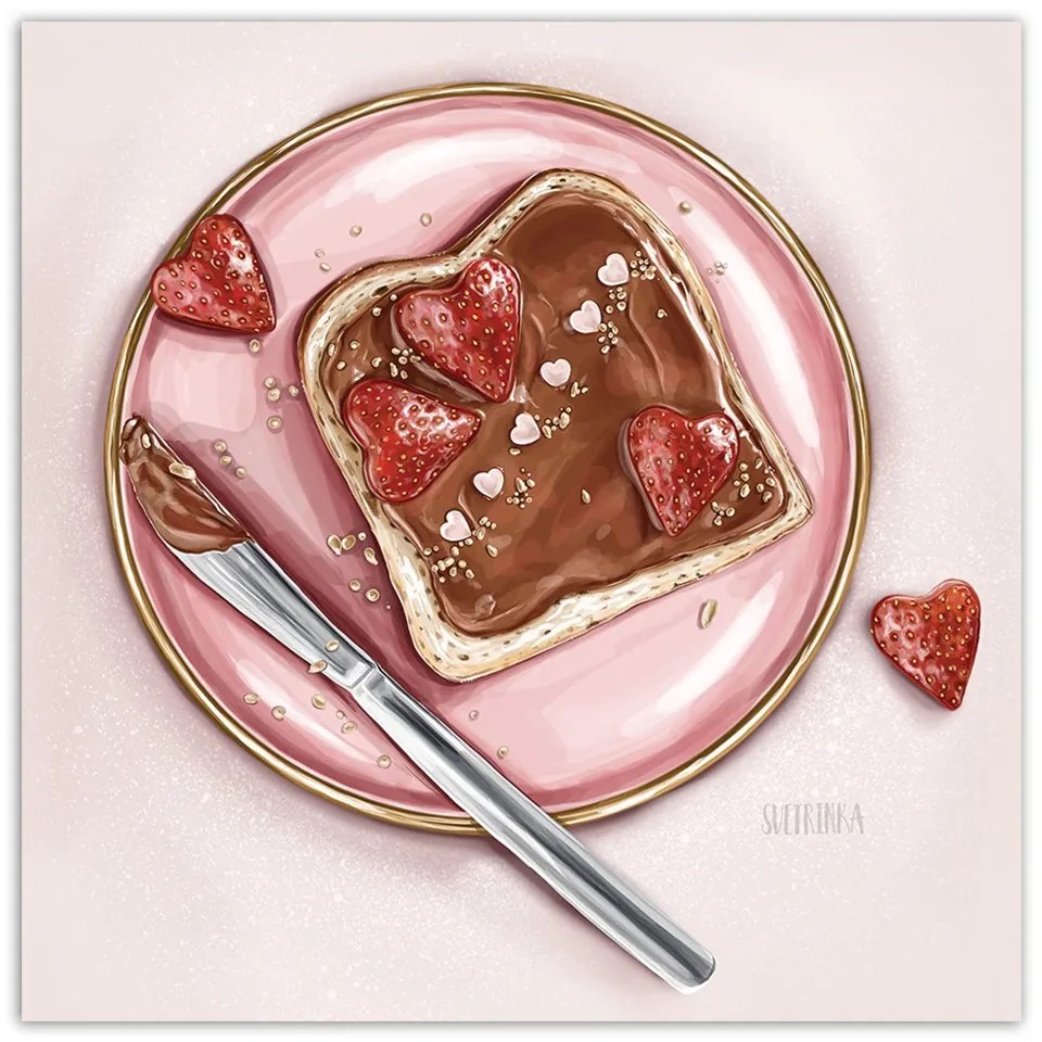 Gario Vászonkép Nutella és eper szendvics - Svetlana Gracheva Méret: 50 x 50 cm