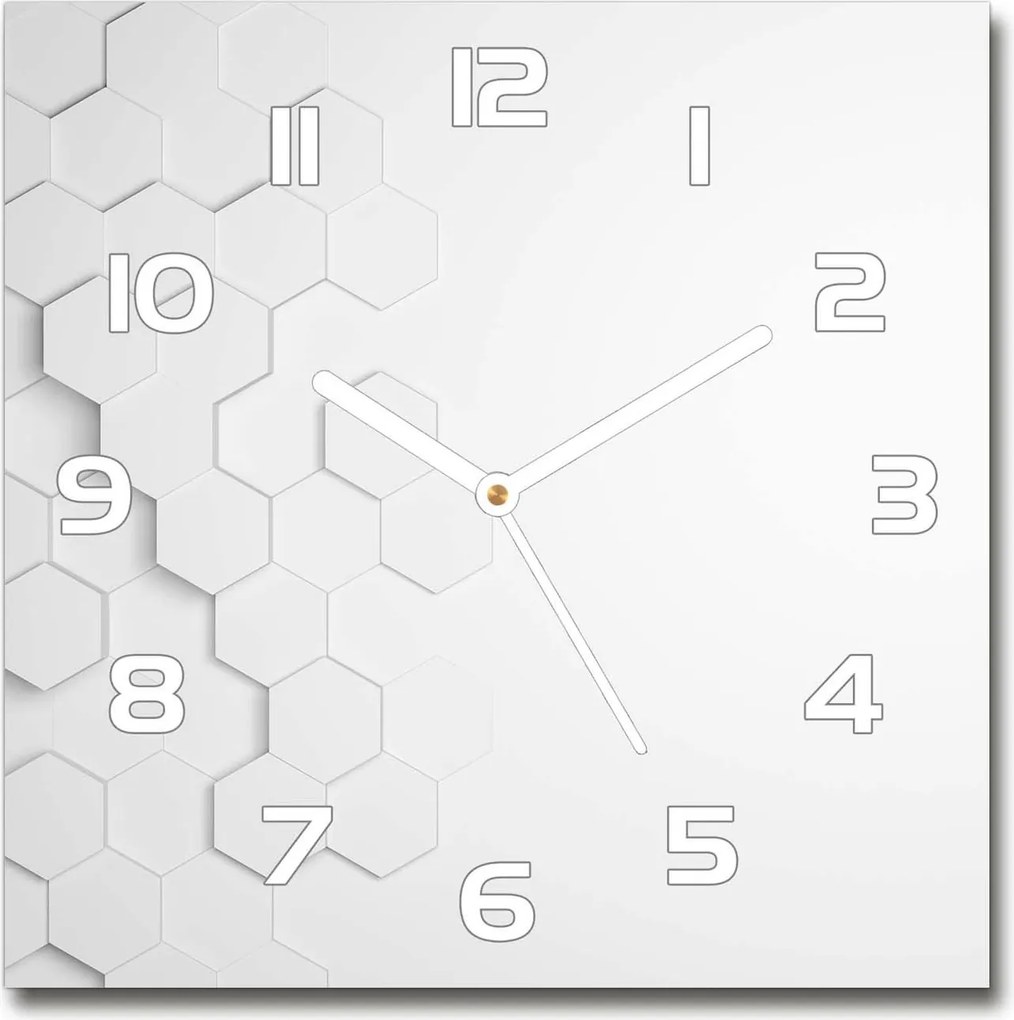 Üveg négyzet alakú óra Hatszögletű háttér 30x30 cm