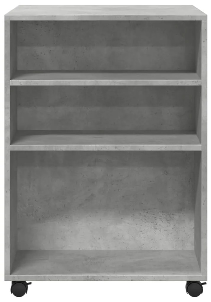 betonszürke szerelt fa kisasztal kerekekkel 55 x 60 x 78 cm