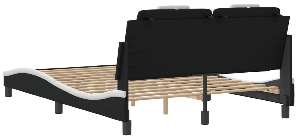 fekete és fehér ágykeret Viana LED-ekkel matrac nélkül 140 x 190 cm