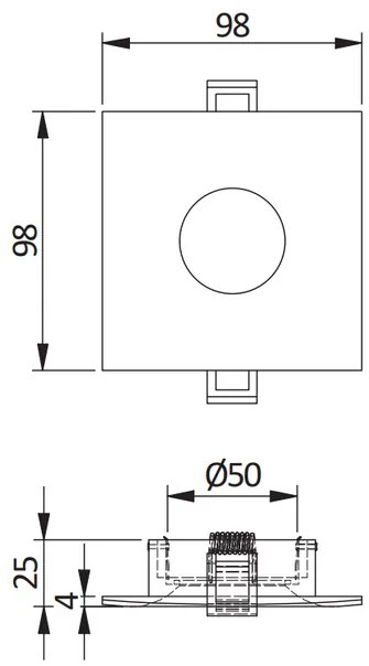 Lámpa Mennyezeti lámpatest ALESSIO, IP54, négyzet, fehér