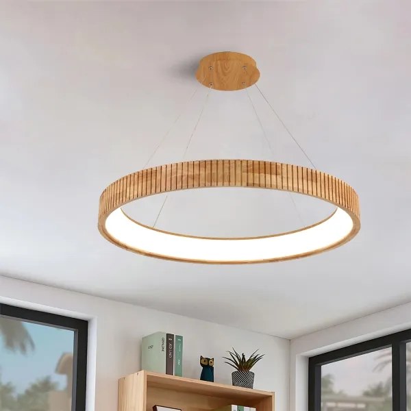 Brilagi - FALCON WOOD MODERN kábeles LED csillár, 60W, 230V, Ø 80 cm, fa