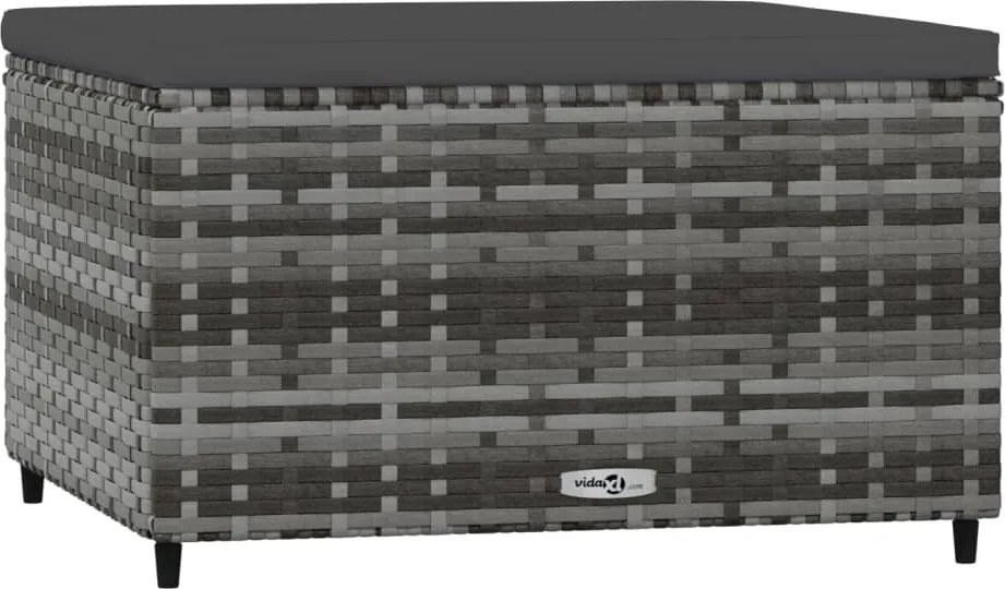 vidaXL szürke polyrattan kerti lábtartó párnával