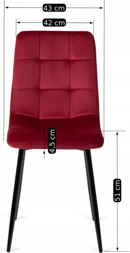 Szék bordó színben, bársony kárpittal PERU