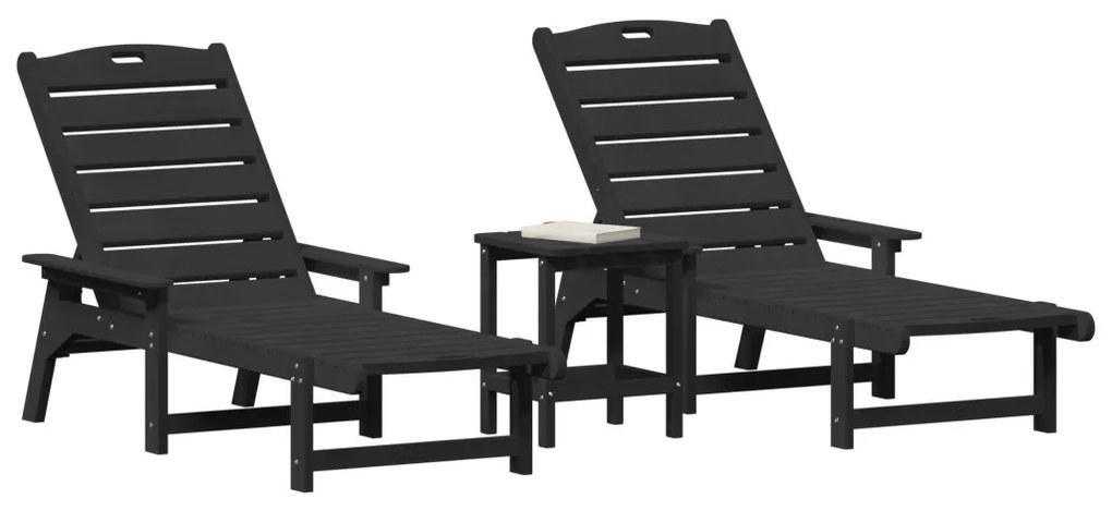 Kerti pihenő bútor 3 pcs Fekete 38 x 38 x 46cm Polietilén