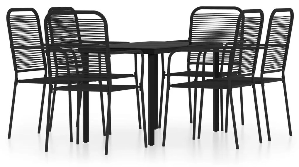 vidaXL 7 részes fekete kerti étkezőgarnitúra