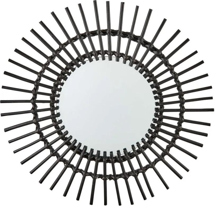 COTTAGE rattan tükör Nap alakú, fekete Ø55cm