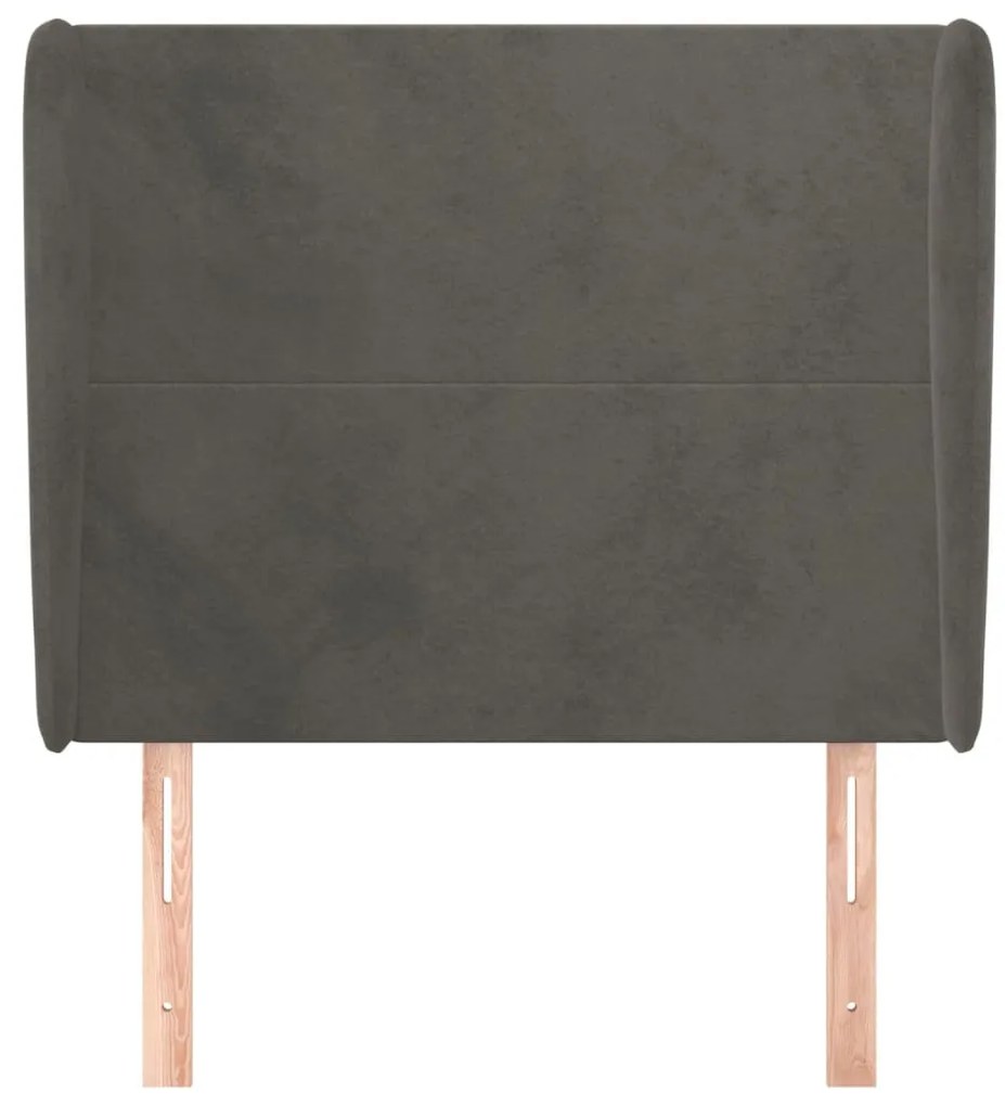 sötétszürke bársony fejtámla szárnyakkal 83 x 23 x 118/128 cm