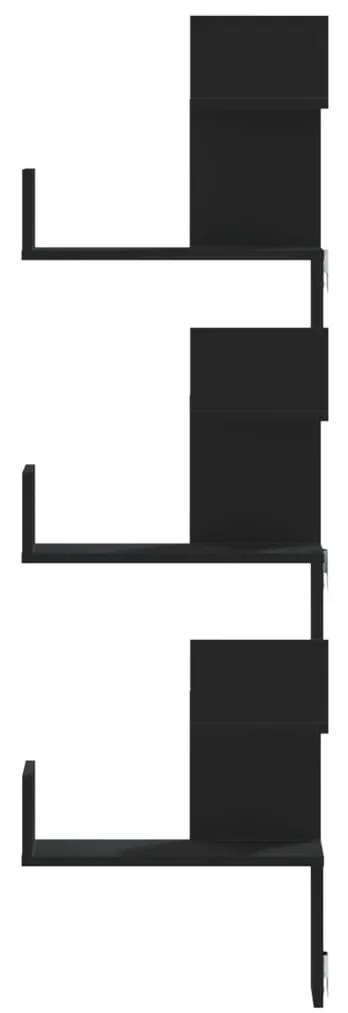 fekete szerelt fa fali sarokpolc 45 x 45 x 147 cm