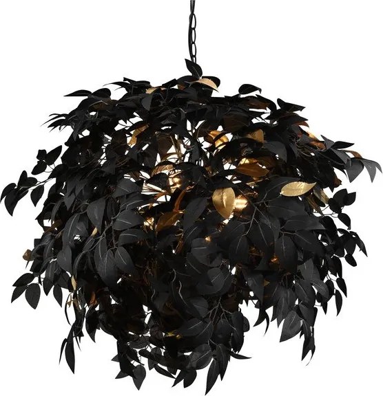 Fekete fém függőlámpa műanyag búrával ø 70 cm Leavy – Reality