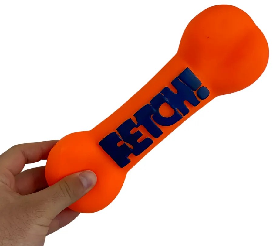 FETCH Rágható Gumi Sípoló Csont Kutyajáték, 24 cm, Narancssárga