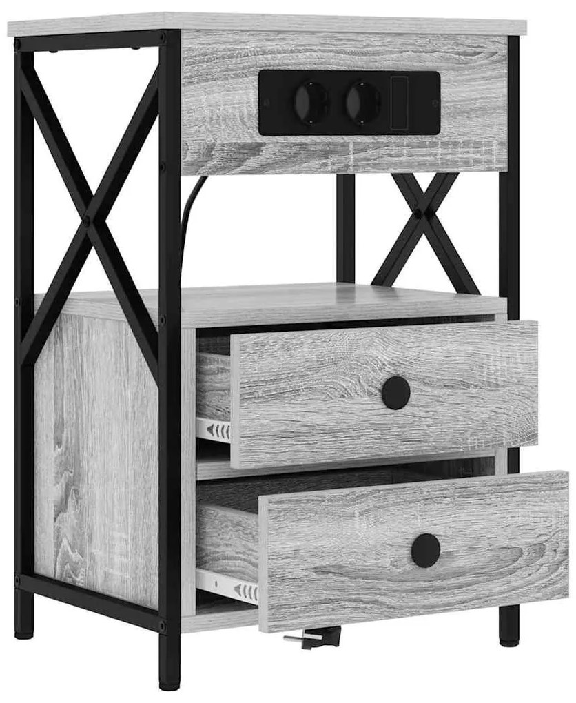 Éjjeliszekrény 2 pcs Szürke sonoma 40 x 31 x 60 cm Faanyag