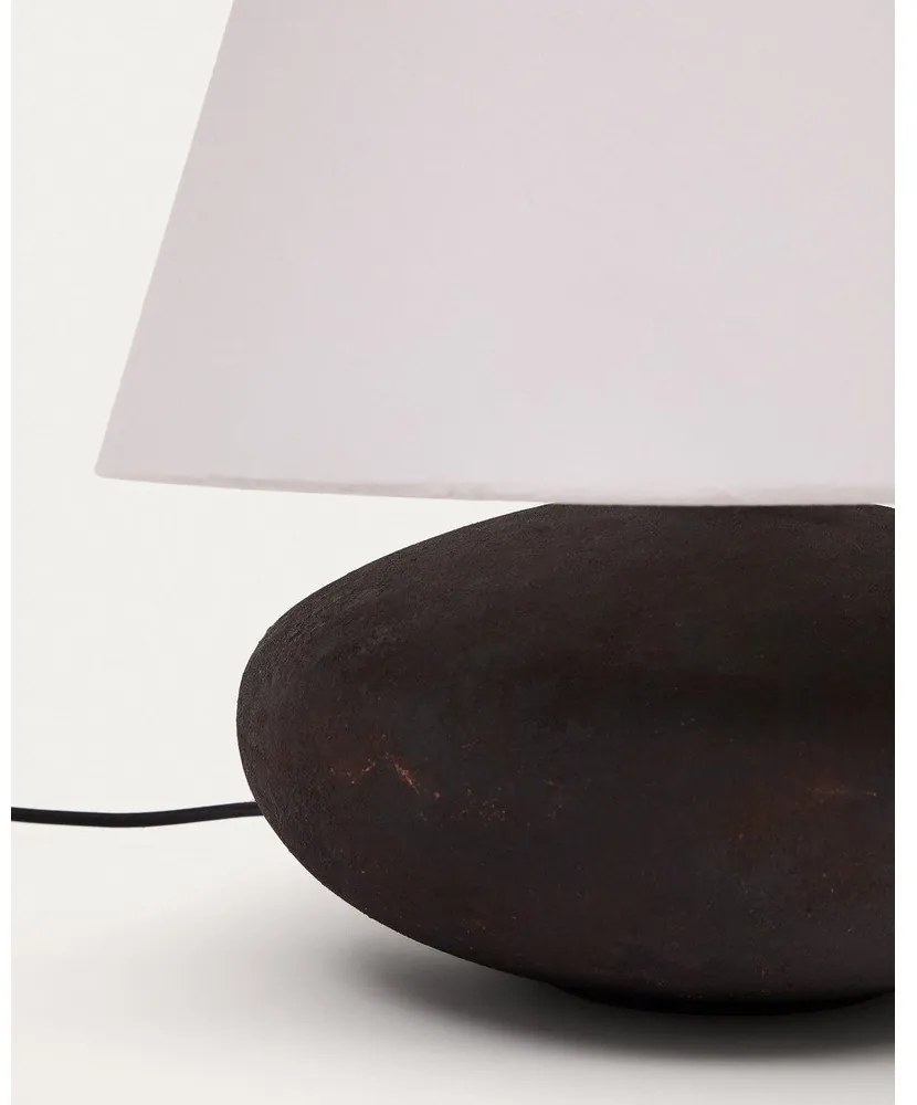 Fekete-fehér asztali lámpa textil búrával (magasság 35 cm) Nessi – Kave Home