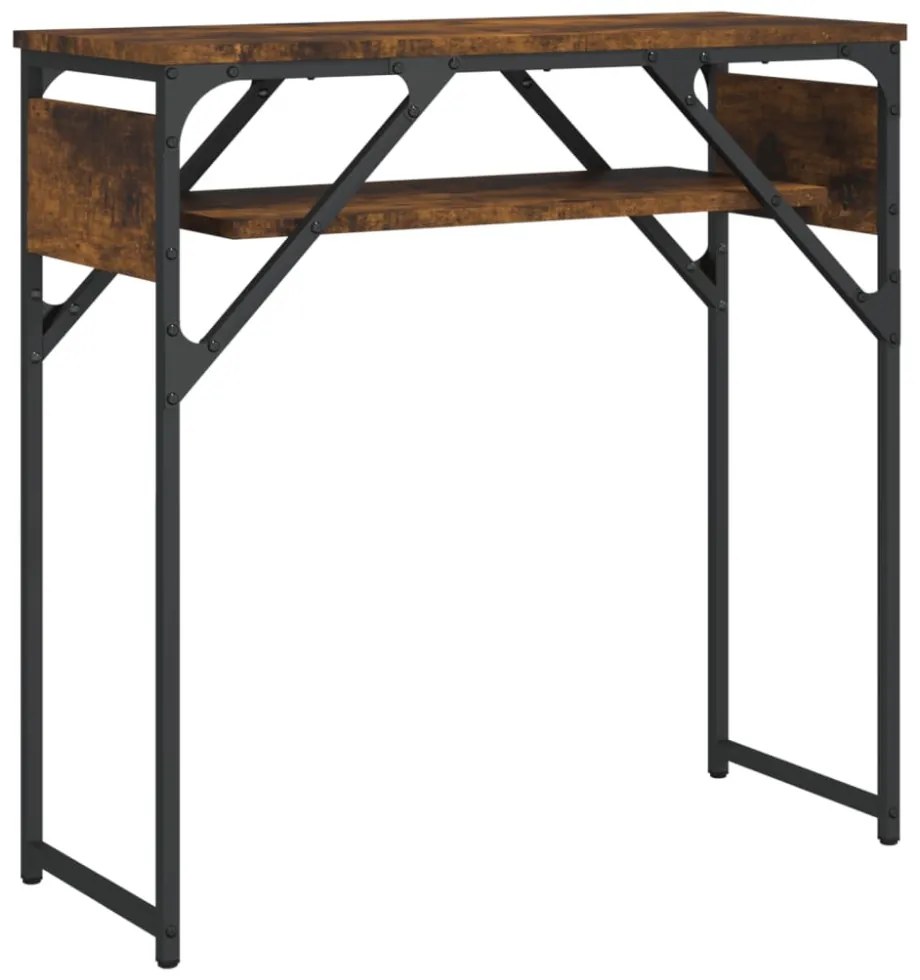 füstös tölgy színű szerelt fa tálalóasztal polccal 75x30x75 cm