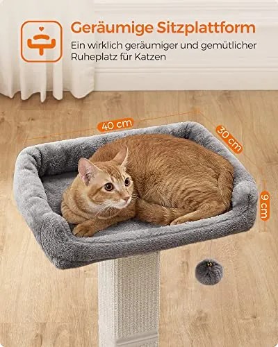 Macskakaparó oszloppal, 40×30 cm-es plüss fekhellyel, 71 cm magas