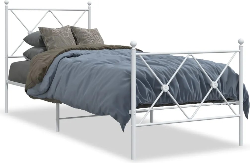 vidaXL fehér fém ágykeret fej- és lábtámlával 80x200 cm