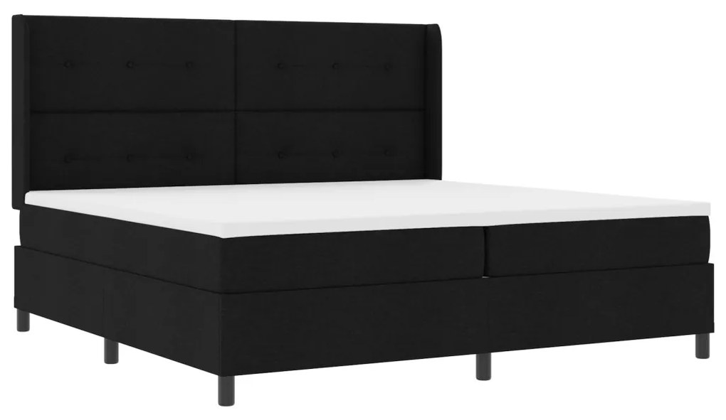Boxspringsz MIDI Ágy Matrac & LED Fekete 200x200 cm Szövet