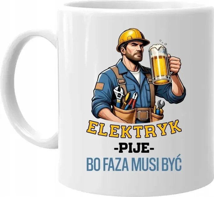 A villanyszerelő azért iszik, mert a fázisnak Ajándék Bögre Villanyszerelőnek