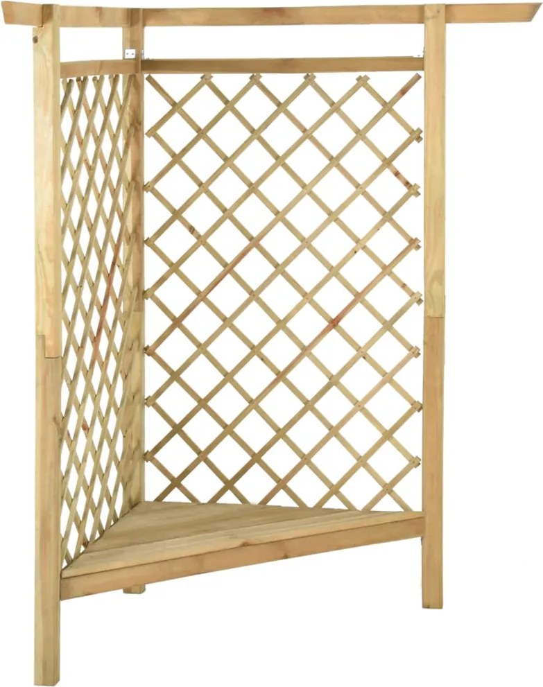 vidaXL impregnált fenyőfa sarokpergola paddal 166 x 81 x 174 cm